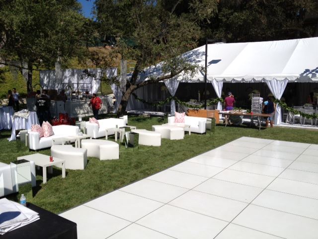 white dance floor rental los angeles wedding event rentals chairs tables couches 
